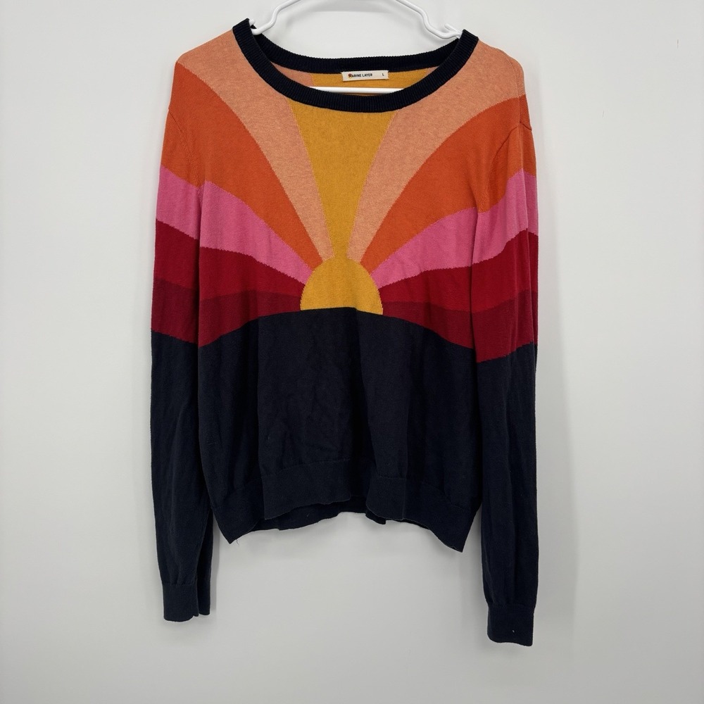 Marine Layer Sunset Icon Long Sleeve Crew Neck Sweater Women's Size Large